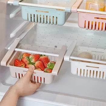 Virtuvės Šaldytuvas Stalčių Talpinimo Reguliuojamas Plastikinio Šaldytuvas Šaldytuvo Lentynų Stelažas Pull-Out Storage Box