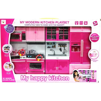 Virtuvės Žaislai Mergina Dovana Vaikui Playset 4 in 1 Rinkinys Montessori Vaikai Doll House maisto gaminimas Kabineto Hello Kitty, Barbie Namas Priedai
