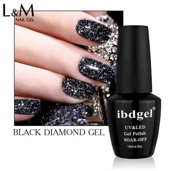 Visas rinkinys Black Diamond Spalvos Gelio Nagų lako ibdgel 9 vnt Šviečia Juodos spalvos Mirguliavimas UV Nagų Gellak Gelio Lako, Ilgalaikis