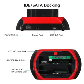 VISKAS Viename HDD Docking/Dock Station HD Dual SATA IDE į Usb 2.0 2.5 3.5 Išorinį Kietąjį Diską Reader Būsto Atveju HD BOX ES