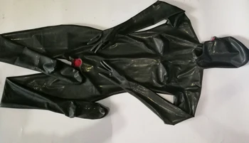 Visą Dangtelis Juodas Latekso Catsuit su 3D krūties burną prezervatyvą makšties prezervatyvą ir užpakalis prezervatyvą kaukė gaubtu kostiumai