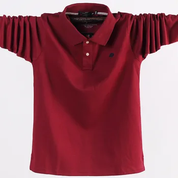 Visą Medvilnės prarasti Polo marškinėliai vyrams, atsitiktinis verslo atvartas polo marškinėliai prekės ilgomis rankovėmis aukštos kokybės plius dydis M-6XL