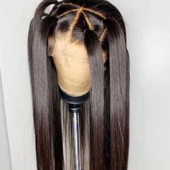Visą nėrinių ftontal žmogaus plaukų perukai už juodaodžių moterų Tiesiai remy trumpas ilgą peruką prieš nupeštos su kūdikio plaukų glueless 30 colių