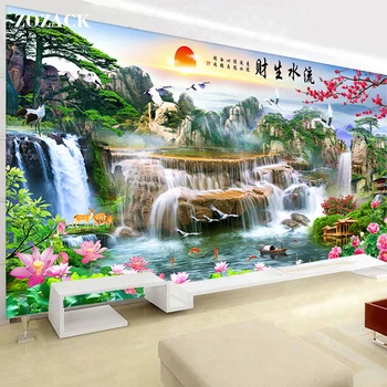 Visą siuvinėjimo rinkiniai kinijos siuvinėjimo rinkinių rankdarbiams kryželiu spausdinti canva Tekančio vandens turto kraštovaizdžio modelius