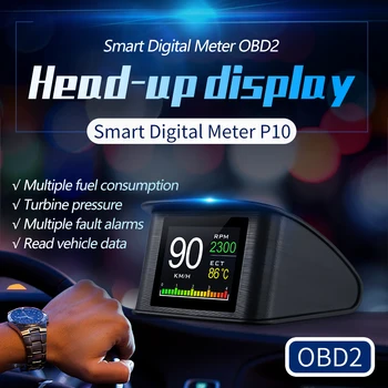 VJOYCAR P10 Atnaujintas Automobilių OBD2 HUD Head-Up Display greičio viršijimo Įspėjimas, Aliejaus, Vandens Temperatūros Daviklis Skaitmeninis OBDii Diagnostikos Įrankis