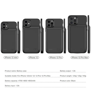 Vogek 4700mah Baterija Atveju iPhone 12 Silikono Baterijos Įkrovos Atveju Galios Banko Atveju iPhone 12 Pro/12Max / Pro max 4800mAh