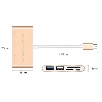 VONETS USB Hub 5in1 C Tipo Adapteris su 1USB 3.0, USB 2.0, SD/TF Kortelių Skaitytuvas Uosto MacBook DELL, HP ir Kiti, C Tipo Telefono
