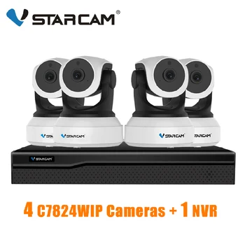 VStarcam 1 NVR 8CH + 4 VNT C7824WIP 720P HD Wireless IP Camera IR-Cut Naktinio Matymo Garso Įrašymo Tinklo VAIZDO Patalpų IP Kameros