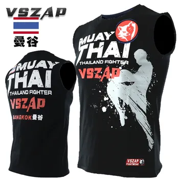 VSZAP MMA Marškinėliai be Rankovių Bokso Marškinėliai, Muay Thai Apranga Kovoti Dėvėti Sporto Vest Kikbokso Viršūnes Spausdinti