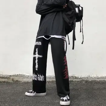 Vyrai Gotikos Kelnės Kietas, Rudens Mens Sportinę Prarasti Sweatpants Hip-Hop Streetwear Vyrų Pieštuku Kelnes Juokinga Korėjos Punk Kelnės