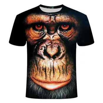 Vyrai Gyvūnų marškinėliai Orangutan/monkey 3D Spausdinimo marškinėlius Vyrų Juokinga tees viršūnes Trumpas Rankovės O-kaklo 3D Spausdinimo Vasaros Drabužių XXS-6XL