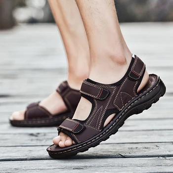 Vyrai sandalai vasarą batai butas paplūdimio sandalai vyrams, atsitiktinis sandalai juoda aukštos kokybės non-slip lauko basutės, dydis 38 - 48