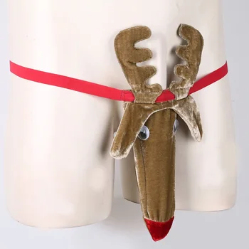 Vyrai Vyrai Moteriškas Apatinis Trikotažas, Seksualus Dirželius Kalėdų Elnių Modelis Jockstraps Bumbulas Dėklas Bikini G-String Kelnaitės Apatiniai Kelnės