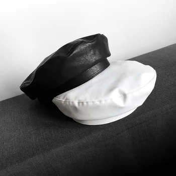 Vyriški Newsboy Skrybėlę Vyrų Beretė Vyrų Pu odos, baltos spalvos beretė ir interneto įžymybė pumpurai bžūp retro juoda dailininko skrybėlę laisvalaikio joker variklio dangčio