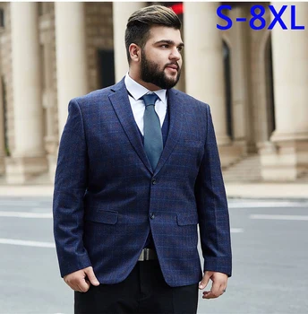 Vyriški pledas švarkas didelis vyrų kostiumas super didelis vienodą tinklo suknelė, švarkas aukštos kokybės didmeninės kainos plius dydis 2XL-7XL 8XL 9XL