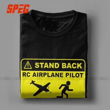 Vyriški RC Lėktuvo Pilotas pagalvoti T Shirts Bandomasis Lėktuvas Grynos Medvilnės Viršūnės Apvalios Kaklo Marškinėliai, Grafinis Atspausdintas T-Shirt