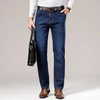 Vyriški įrengtas žiemos džinsai naujo prekės ženklo drabužių ir aksomo storas, patogus ir šiltas jaunimo mados džinsinio džinsus klasikinis juostos