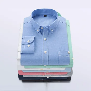 Vyrų 2020 m. Pavasario Ir Rudens Mados Prekės ženklo Japonija Stilius Slim Fit Derliaus oksfordo Marškinius Vyras Atsitiktinis Mėlyna Raudona Marškinėliai Medžiaga