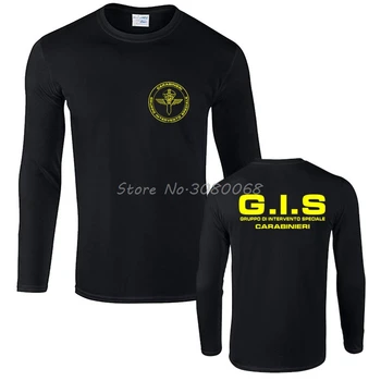 Vyrų Ilgas Rankovėmis Medvilnės marškinėliai Nauji Policijos GIS Gruppo Di Intervento Speciale Swat italijos Specialiųjų Pajėgų T Shirt Cool Tees Viršūnės