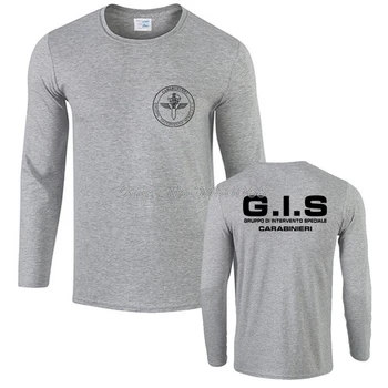 Vyrų Ilgas Rankovėmis Medvilnės marškinėliai Nauji Policijos GIS Gruppo Di Intervento Speciale Swat italijos Specialiųjų Pajėgų T Shirt Cool Tees Viršūnės