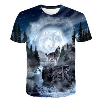 Vyrų Mados T-shirt Vyrai 2019 Naujausias 6XL Wolf 3D Spausdinimo Gyvūnų Kietas Juokingi Marškinėliai Vyrams trumpomis Rankovėmis Vasarą Topai Marškinėliai Marškinėlius