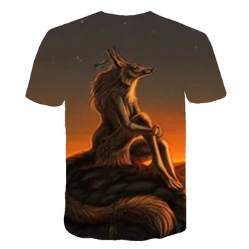 Vyrų Mados T-shirt Vyrai 2019 Naujausias 6XL Wolf 3D Spausdinimo Gyvūnų Kietas Juokingi Marškinėliai Vyrams trumpomis Rankovėmis Vasarą Topai Marškinėliai Marškinėlius