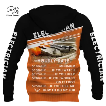 Vyrų, moterų, elektrikas Spausdinti 3d hoodies darbai Megztiniai striukė su užtrauktuku Unisex ilgomis rankovėmis Megztinis tracksuit kailis streetwear