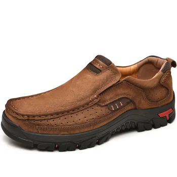 Vyrų oda lauko laipiojimo bateliai didelis metrų laisvalaikio vyriški sportiniai batai ne slysti dėvėti atsparios gumos padais didelės # 44-50