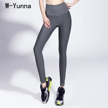 W-Yunna 2019 Nauja Fitneso Kelnės Moterims Vientisos Spalvos Aukštos Tampri, Megzti Sportiniai Legging Kelnes Ankel Ilgio Aukšto Liemens Kelnės