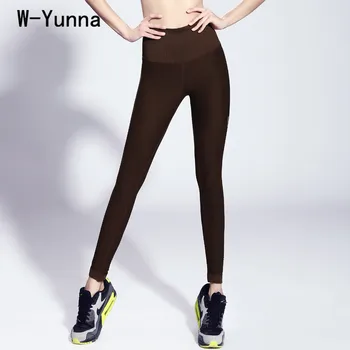 W-Yunna 2019 Nauja Fitneso Kelnės Moterims Vientisos Spalvos Aukštos Tampri, Megzti Sportiniai Legging Kelnes Ankel Ilgio Aukšto Liemens Kelnės