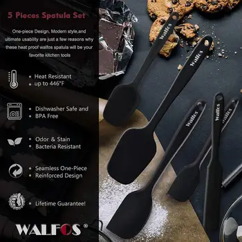 WALFOS 5VNT/Set Non-Stick Silikono Mentele Kepimo Pyragai, bandelės, Karščiui Atsparaus Silikono Mentele Virtuvės Indų ir Kepimo Įrankis