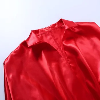 WannaThis Palaidinės Moteris Seksualus V-Kaklo Raudona Ilgomis Rankovėmis Tuščiaviduriai Iš Satino Kietas Apkarpytos Palaidinė Marškinėliai Viršuje Moterų Streetwear 2020 Šilko