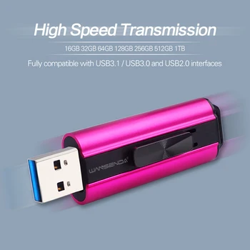 WANSENDA USB 3.0 Flash Drive, High Speed Pen ratai 512 GB 256 GB 128GB 64GB 32GB Kūrybos Pendrives USB 3.0/3.1 Memory Stick