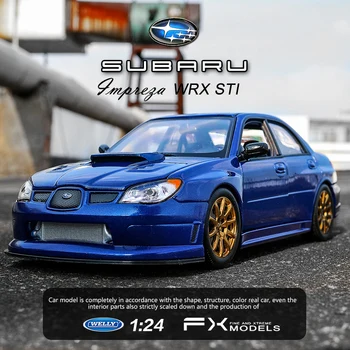 WELLY 1:24 Subaru - Impreza Tamsiai mėlyna lydinio automobilio modelis, modeliavimas, automobilių apdailos surinkimo dovana žaislas liejimo modelis berniukas žaislas