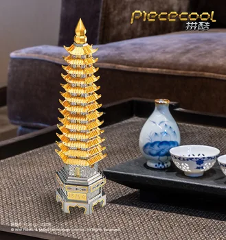 WENCHANG BOKŠTAS Piececool P126-GS 672 Dalys 3 Lakštai Metalo Surinkimo Modelio 3D Dėlionės, Žaislų, Senovės Kinijos Architektūros