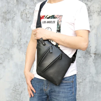 WESTAL vyriški natūralios odos krūtinės krepšys vyrų sling bag atsitiktinis pečių maišą dizaino krepšys vyrų crossbody maišelį 7323