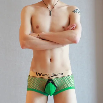 WJ Prekės ženklo Vyrai Sexy Gay Atvira nugara Kelnės Sexy Vyrų Tinklinio Boksininkų, Kvėpuojantis Bikini su Gaidys Žiedas Ropa Erotika Hombres