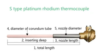 WRP-130 platinos, rodžio termopora S, tipas, tikslumo ir aukštos temperatūros korundas vamzdis, 0-1600 laipsnių temperatūros jutiklis.