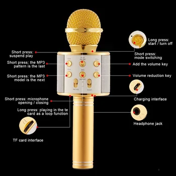 WS-858 Daugiafunkcinis nešiojamas belaidis mikrofonas, palaiko mikrofonai naudojami keli įrenginiai