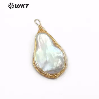 WT-JP098 Naujų natūralių gėlavandenių perlų pakabukas su aukso varinės vielos apvijos retro vandens lašo formos auskarai papuošalai, aksesuarai