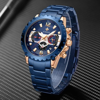 WWOOR 2020 Naujas Mados Didelis ciferblatas Laikrodžiai Mens Prabangius Kvarcas Vyrų Laikrodis Full Steel Sporto Vandeniui Karinės Riešo Žiūrėti Xfcs