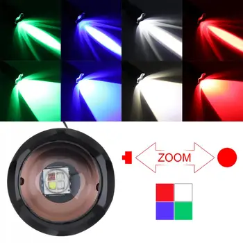 X004 4 Spalvų, 1 Raudona Žalia Mėlyna Balta Šviesos diodų (LED) Taktinis Žibintuvėlis atsparus Vandeniui Zoomable Lauko Veikla