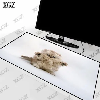 XGZ Mielas Katė Gyvūnų baltame Fone labai Didelis Žaidimų Klaviatūra, Pelės Padas Gamer Kompiuteris pad Lock Krašto Kilimėlis, Xl, Xxl