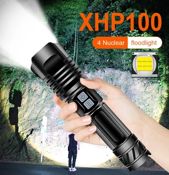 Xhp100 High power led žibintuvėlis įkraunamas 18650 26650 baterija USB liumenų super galingas žibintuvėlis xhp90 xhp70 xhp50 blykstė