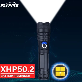 XHP50.2 LED Žibintuvėlis 18650 26650 Baterijos Įkrovimo Flash Šviesos Zoomable High Power Led Žibintuvėlis XHP50 Šviesus Darbo Žibintas