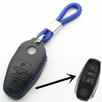 XIEAILI natūralios Odos Remote Key Chain 3Button Smart Klavišą Padengti Vw Touareg S240
