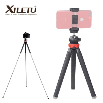XILETU XS-110 Nešiojamų Trikojis Stovas Kelionės Lauko Live Selfie Stick Trikojo w Bluetooth Nuotolinio Valdymo SLR GoPro Išmanųjį telefoną