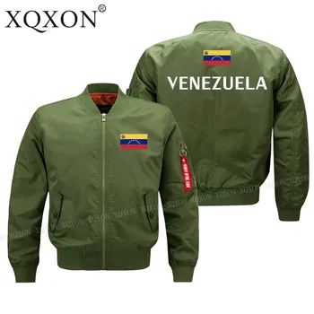 XQXON-Venesuelos Vėliavos Dizainas 2020 Karinis Stilius Pilotas Bombonešis Striukė Vyrams Švarkai, Paltai Viršuje J194