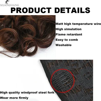 XUANGUANG Tvarstis plaukai surišti į uodegą įrašą nukirpti plaukų sintetinių garbanoti plaukai surišti į uodegą peruką 22 colių šilkiniai plaukai surišti į uodegą