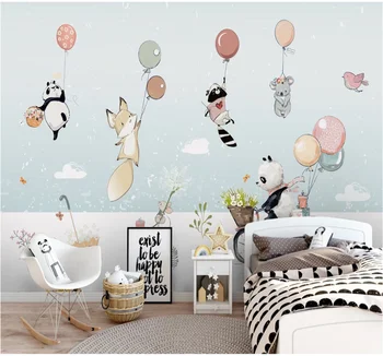 Xuesu Užsakymą tapetai 8D atsparus vandeniui sienų medžiaga mielas animacinių filmų gyvūnų balionas vaikų kambario sienų